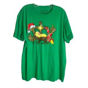 Love In Faith Men's Green Christmas Short Sleeve T-Shirt Size XL Holiday Casual